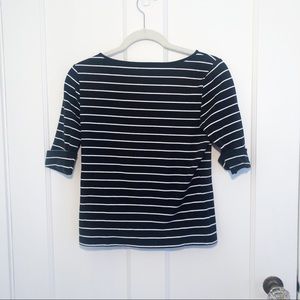 Ann Taylor Navy + White 3/4 Sleeve Top Size M